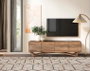 GINER Y COLOMER Mueble de TV de madera de acacia con 4 puertas